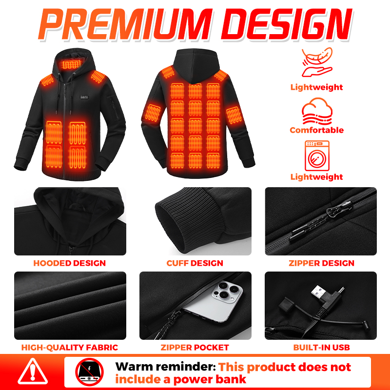 Heating Hoodie 26 Zones Heated - Winter Clothing Hiking review and price